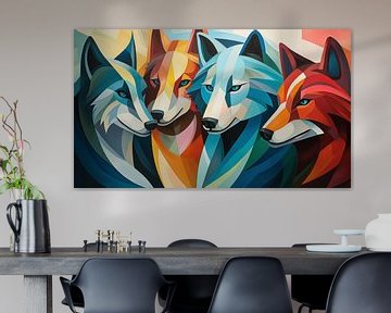 Abstract wolves cubism panorama by TheXclusive Art