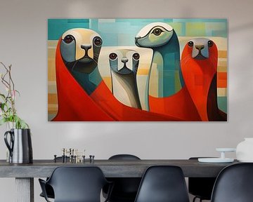 Abstracte zeehonden kubisme panorama van TheXclusive Art