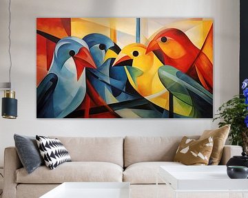 Abstrakte Vögel Kubismus Panorama von TheXclusive Art