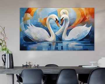 Abstract swans panorama by TheXclusive Art