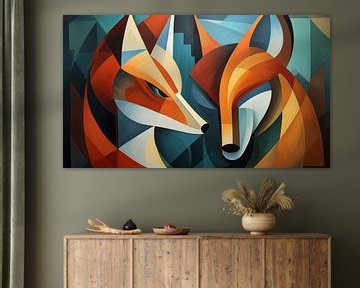 Abstract foxes cubism panorama by TheXclusive Art