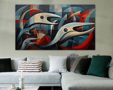 Abstrakte Wale Kubismus-Panorama von TheXclusive Art