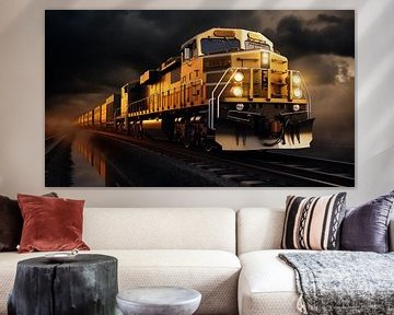Goldener Güterzug Panorama von TheXclusive Art