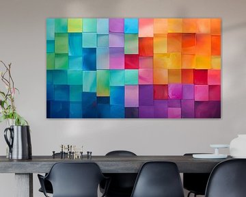 Colourful blocks abstract panorama by TheXclusive Art
