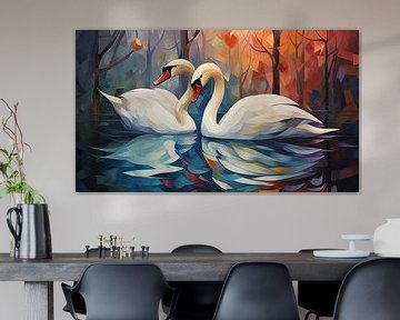 Swans abstract panorama by TheXclusive Art