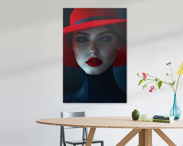 femme avec chapeau et lèvres rouges sur Egon Zitter