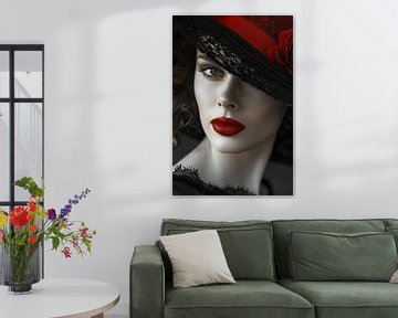 femme avec chapeau et lèvres rouges sur Egon Zitter