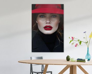 femme avec chapeau et lèvres rouges sur Egon Zitter