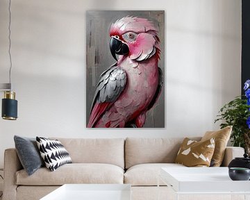 Portrait of a Pink and Grey Parrot by De Muurdecoratie