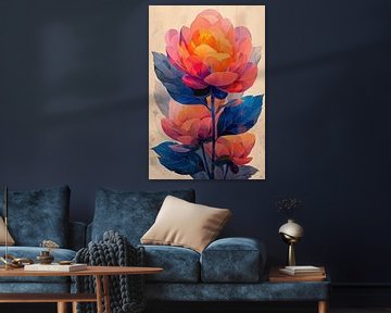 Colourful abstract peony flower in modern design by Felix Brönnimann