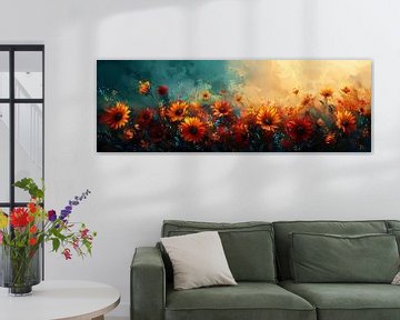 Abstracte interpretatie met kleurrijke bloemen en dynamiek van Poster Art Shop