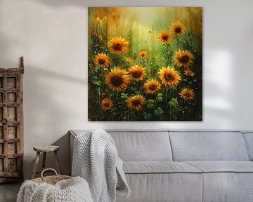 Poster de tournesol coloré pour l'art et la décoration sur Felix Brönnimann