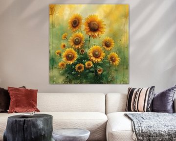 Poster artistique de tournesols aux couleurs vives sur Felix Brönnimann