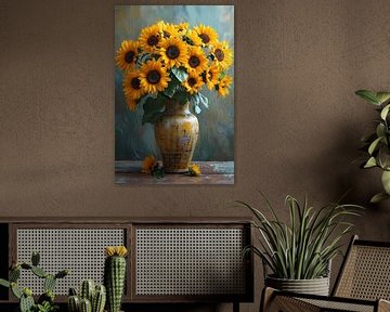 Klassische Stillleben Komposition mit Sonnenblumen von Felix Brönnimann