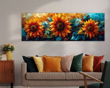 Tournesols géométriques colorés comme art abstrait sur Felix Brönnimann