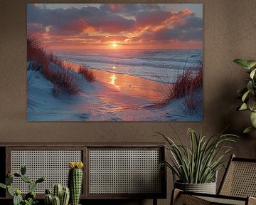 Ochtendstemming aan de Noordzee met een heldere hemel van Poster Art Shop