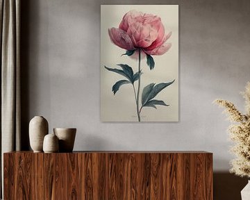 Simple Grande Pivoine Fleur Art Poster sur Felix Brönnimann