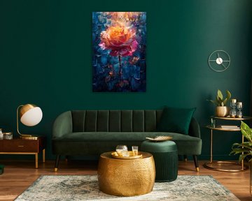 Levendige Abstracte Roos in Dynamische Posterstijl Afbeelding van Poster Art Shop