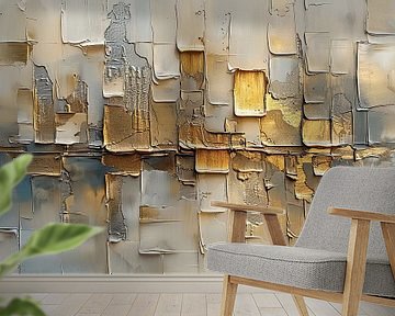 Abstract Goud Reflectie | Urban Gold Riff van Abstract Schilderij