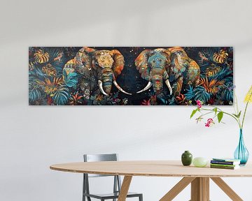 Peinture d'un éléphant coloré sur Peinture Abstraite