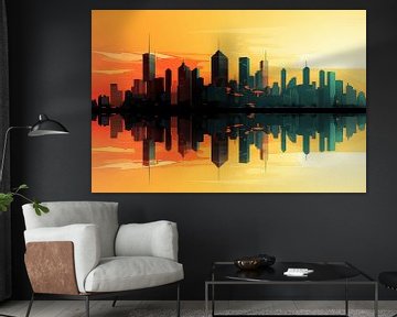 Abstrakte Stadt Skyline-Silhouettenformen als Tapeten Hintergrund, Illustration Kunst design von Animaflora PicsStock