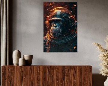 Image hyperréaliste d'un singe en combinaison spatiale sur Felix Brönnimann