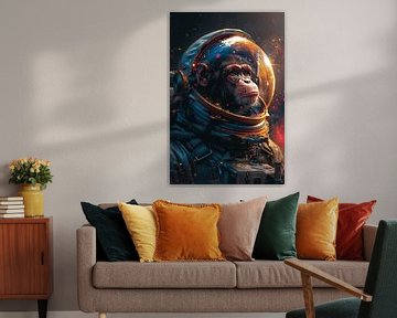 Ruimtekoffie in astronautenpak met helm Verlicht van Poster Art Shop