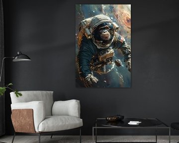 Affe Astronaut im Weltraum mit Helmkonzept-Rendering von Felix Brönnimann