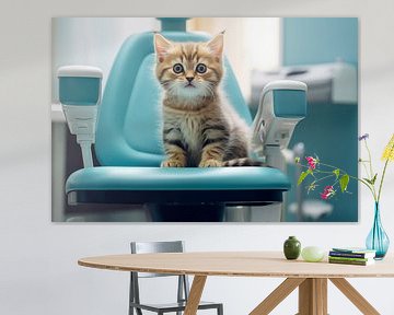 Cute little kitten on a dentist's chair in a dental practice by Animaflora PicsStock