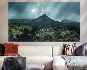De eindeloze lavavelden van IJsland van fernlichtsicht