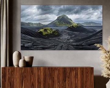De elementaire kracht van de natuur in IJsland van fernlichtsicht