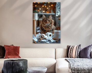 Playful cat causes mess in the bathroom by Felix Brönnimann