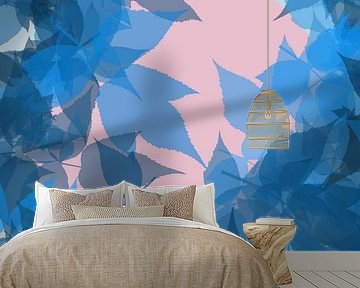 Springtime color study no. 1. Pink Moon and blue leaves by Dina Dankers