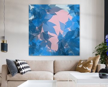 Springtime color study no. 1. Pink Moon and blue leaves by Dina Dankers