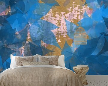 Springtime color study no. 6. Golden Sun and blue leaves. by Dina Dankers