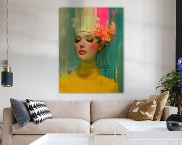 Modern and abstract portrait in neon by Carla Van Iersel