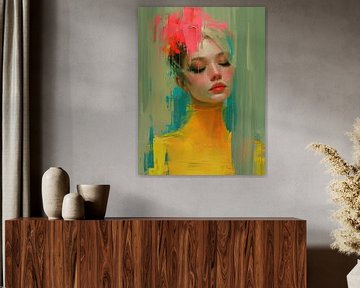 Modern and abstract portrait in neon by Carla Van Iersel