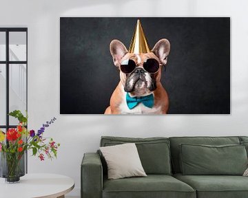 Party Hund mit Hut und Brille von Mustafa Kurnaz