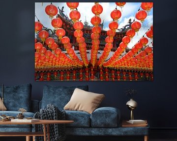 Red lanterns at Thean Wood temple in Kuala Lumpur by My Footprints