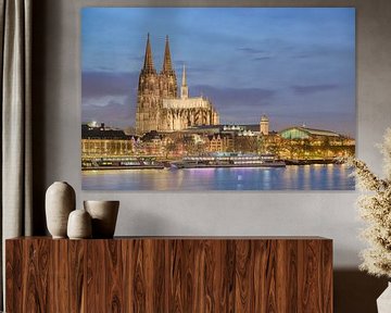 Cologne Cathedral and Central Station in the evening by Michael Valjak