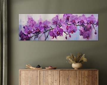 Purple orchid flowers painted with oil colours, art design by Animaflora PicsStock