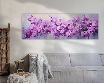 Fleurs d'orchidées violettes peintes à l'huile, Design d'art sur Animaflora PicsStock