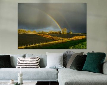 Regenbogen über dem Fluss IJssel von Sjoerd van der Wal Fotografie