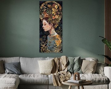 Vrouw Natuur Goud | Mosaic Allure van Kunst Kriebels