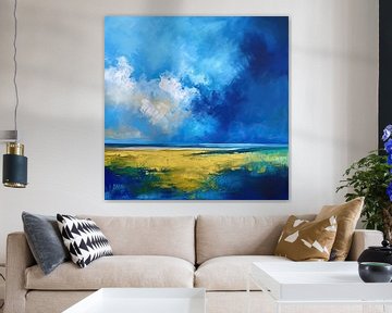 Abstract Landschap Blauw | Electric Azure van Kunst Kriebels