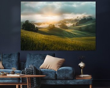 Glowing fields at the end of the day