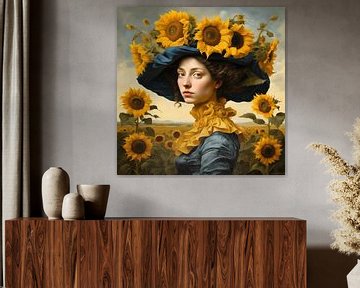 Mädchen mit den Sonnenblumen von Gert-Jan Siesling