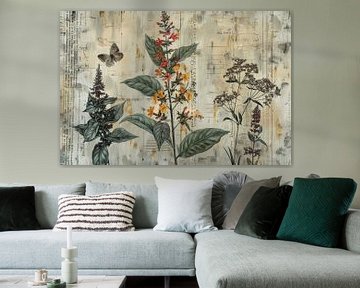 Mixed media collage "Landscape with butterfly" by Studio Allee