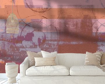 Abstract shapes in warm pastel colors no. 3. Pink, orange, brown. by Dina Dankers