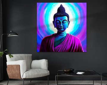 Buddha in einem violetten Gewand. von Ineke de Rijk